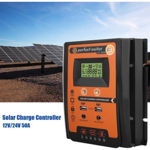 12V/24V 30A Solar Charge Controller Solar Panel Battery Regulator Dual USB LCD Display With User Manual 10 pec