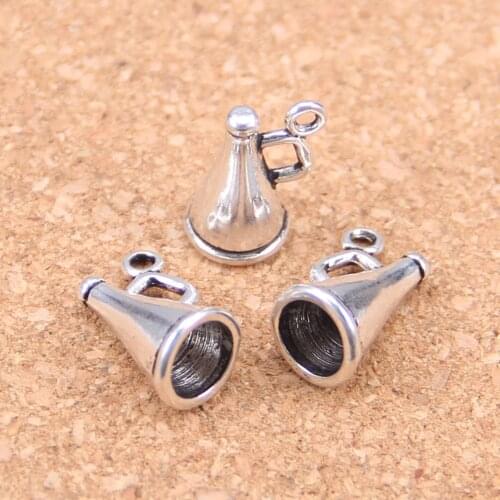 24pcs Charms For Jewelry Making loudspeaker megaphone cheerleading 15x9x9mm Antique Silver Plated Pendants DIY Bracelet Necklace