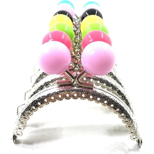 14 Colors Silver Tone Metal Frame Arch Kiss Clasps Clutch Patterned Ruffled 20mm Candy Ball Handbag Change Handle Clips 8.5CM
