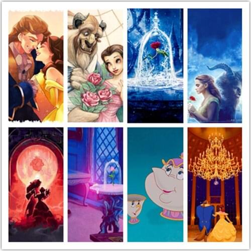 Disney Anime Belle Princess Hand-painted Diamond Painting Cross Stitch Mosaic Artist Home Decoration