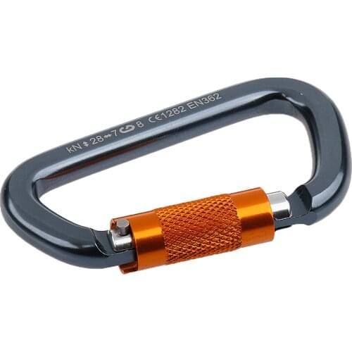 28KN Aluminum Screw Locking D Carabiner for Rock Climbing Rappelling