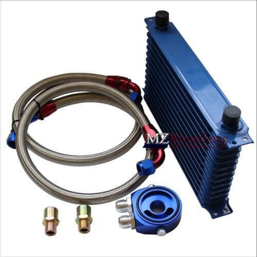 Car accessories 13 Row Thermostat Adaptor Engine Racing Oil Cooler Kit For CAR/TRUCK Blue AN10 Engine Oil Cooling Kit