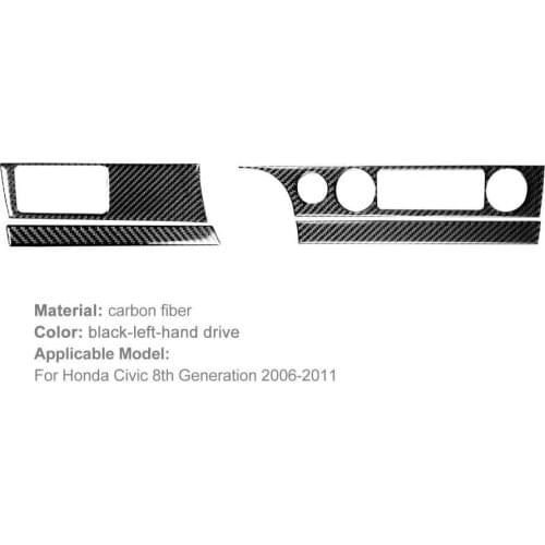 4 Pcs/Set Car Stickers Durable Anti-scratch Carbon Fiber Air Conditioning Leftward Headlight for Honda Civic 8 Gen 2006-11