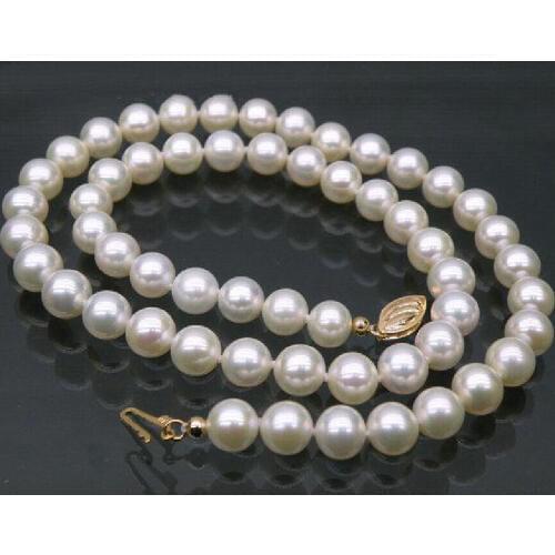 AAAA white 18" AAA 7 MM SOUTH SEA NATURAL PEARL NECKLACE 14K CLASP