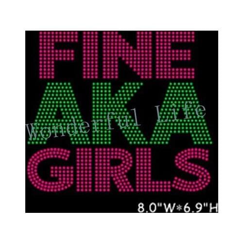 Free shipping fine aka girls fuchasia with green rhinestone transfers motif design motif