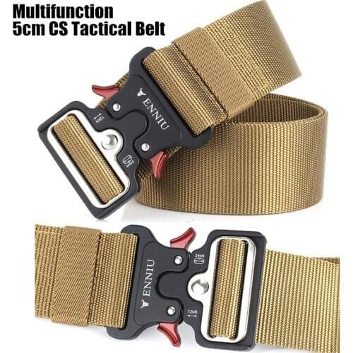 100pcs Quick Release Men CS Tactical Belts Nylon Military Belt+Buckle Adjustable Heavy Duty Training Waist band Hunt Accessories