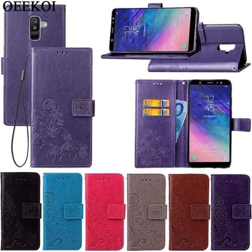 OEEKOI Four Leaf Clover PU Leather Wallet Flip Cover Case for Samsung Galaxy J2 Core/J8 2018/Note 9/A6 Plus/J2 Pro 2018