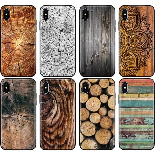 Black tpu case for iphone 5 5s se 6 6s 7 8 plus x 10 case silicone cover for iphone XR XS 11 pro MAX case Pattern wood textures