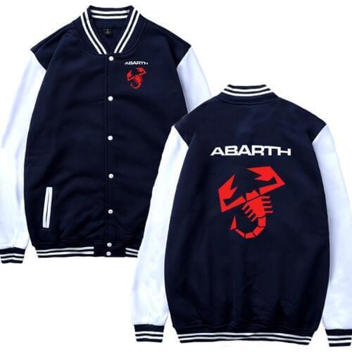 Men Baseball uniform Abarth Car Logo Print Casual Hip Hop Harajuku Warm Sweatshirts Mens Baseball Jacket Slim Fit Unisex Clothe