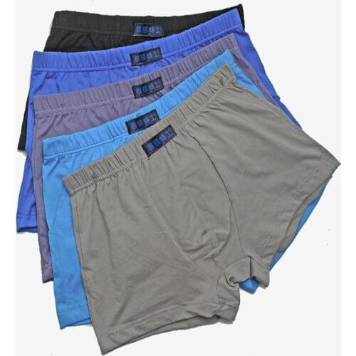 Mens Cotton Boxer Underwear Breathable Four Corner Pure Color Cotton Underwear Sweat Absorbing Sexy Loose Size Underwear