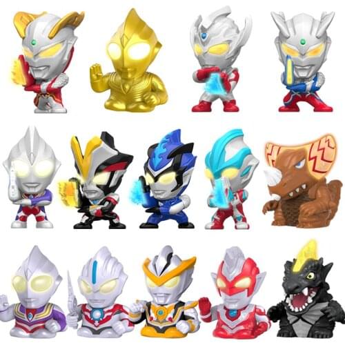Ultraman X Tiga Zero Orb Ginga Belial Red King Gomora Q Version Lighting Gashapon Toys Action Figure Model Toys Children Gifts