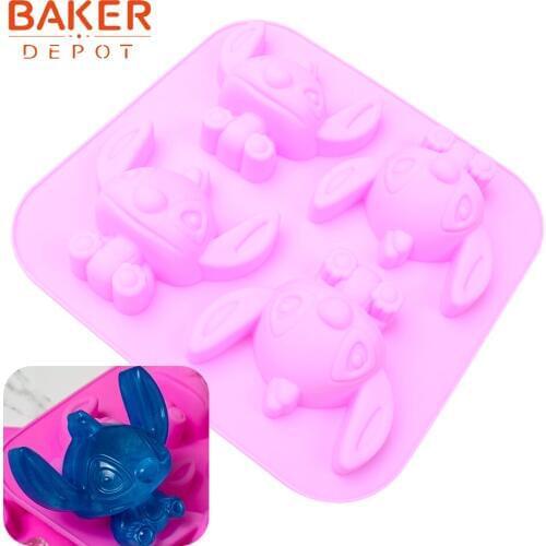BAKER DEPOT Handmade Soap Mold Silicone Cake Bakeware Molds Aromatherapy Soap Mold Dog shape Jello Biscuit Baking Tools 4 Holes