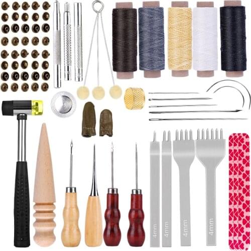 Nonvor Leather Craft Sewing Repair Working Cord Prong Punch Tools Hand Sewing Needles Awl Waxed Thread Cutter Carving Stitching
