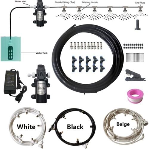 Quality 12V DC Misting System Booster Diaphragm Water Pump Sprayer 6M-18M Fog Nozzles Cooling Multi-Color Kits
