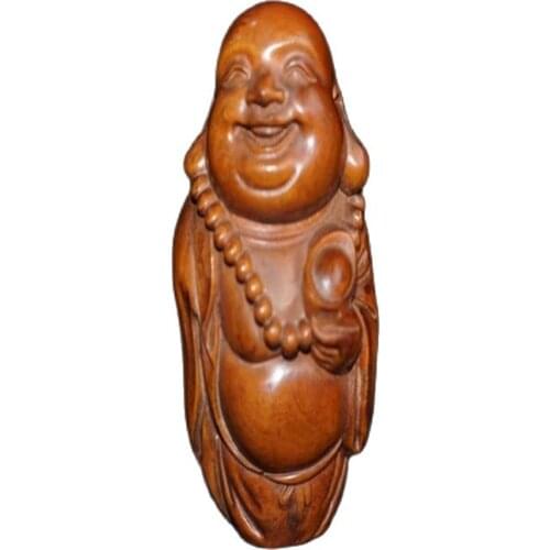 Chinese pure hand carving (boxwood carving) Maitreya Buddha