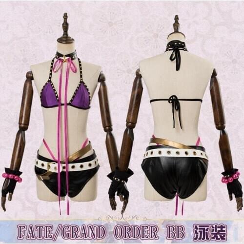 Game Fate Grand Order BB Cosplay Costume Full Set Sexy Swimsuit Female Sunshine Beach Or Pool Party Suit S-XL