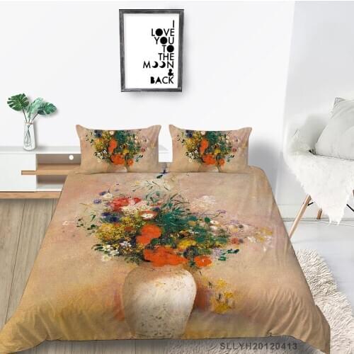 Beautiful Floral Bed Set For Girls Artistic Beautiful Quilt Cover Queen Twin Full Double Single King Vase Bedding Set Hot Sale