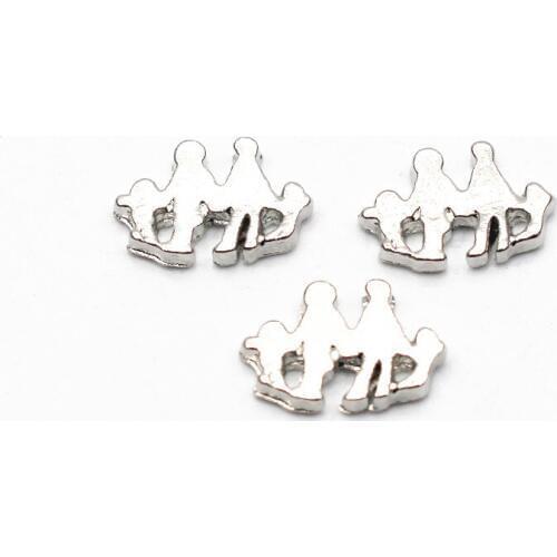 Hot Sale 10pcs/lot Metal Silver One Family Floating Charms For Glass Memory Floating Lockets Necklace DIY Jewelry