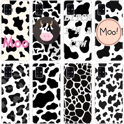 Cute cow pattern Soft Case for Samsung Galaxy A12 A02 A03S A21S A22 A32 A52 A72 A82 Quantum 2 S21 Plus FE Ultra M02S M12 Cover
