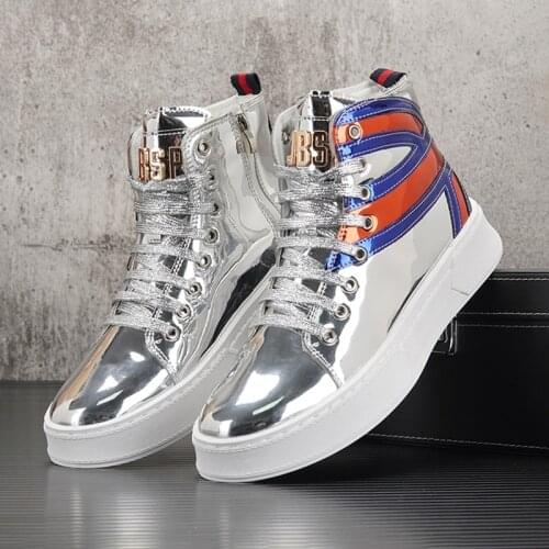 2021 Newest Trend Men‘s Embroidery High Tops Casual Lace Up Board Shoes Flats Loafers Male Trendsetter Sports Walking Sneakers