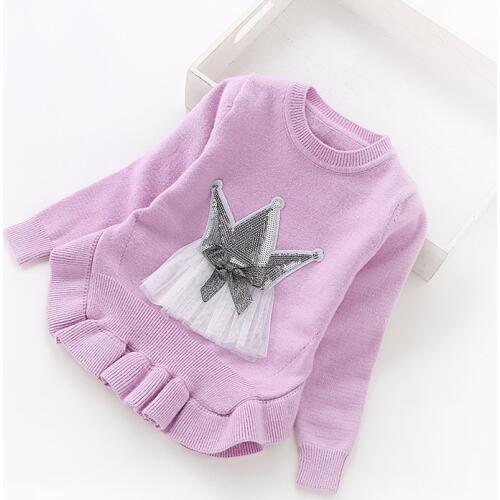 2020 new fashion childrens clothing 2-6years girls sweater round neck pullover sweaters 8025