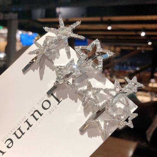 New Hot Women Beach Crystal Star Metal Hair Clips Barrette Hairpin Bobby Pin Jewelry Fashion Brand Hair Accessories