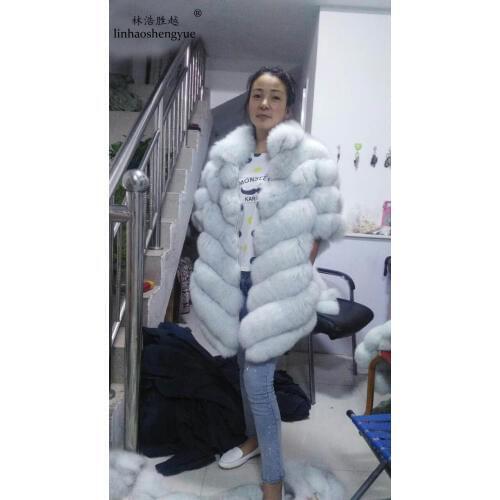Linhaoshengyue The Bat Type Natural Fox Fur Coat ,In the Winter Women Warm Coat