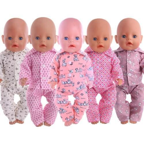 Pink Series Pajamas Cute Bow Love Heart Print For 18 Inch American Doll & 43 Cm Reborn Baby Girl Clothes,Our Generation,Kids Toy