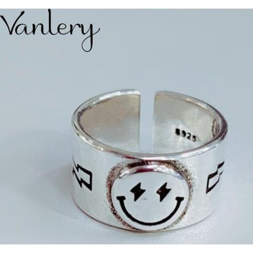 Luxury Brand Boho Smile Face Rings For Women Adjustable Ring Charm Jewelry Wholesale 2021