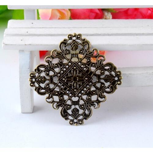 MIAOCHI Retail 10Pcs Ancient Bronze Filigree Square Wraps Connectors Jewelry Findings Connectors 40x40mm F0697