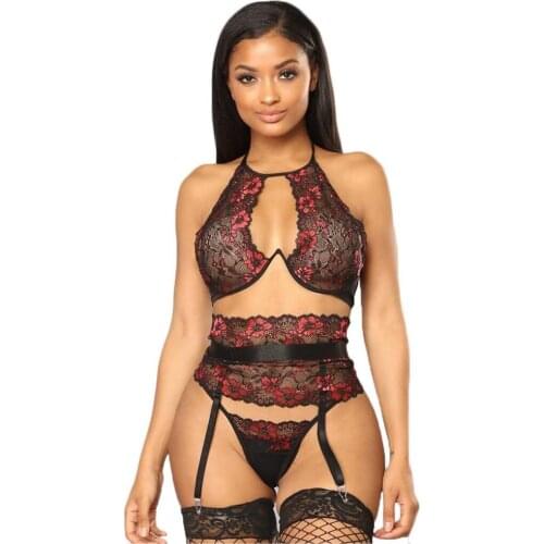 Sexy Lingerie Black White Contrast Color Pajamas Set Lace Bralette Women Underwear Sets Sleepwear Ladies Bra Panty Pajama Set #W