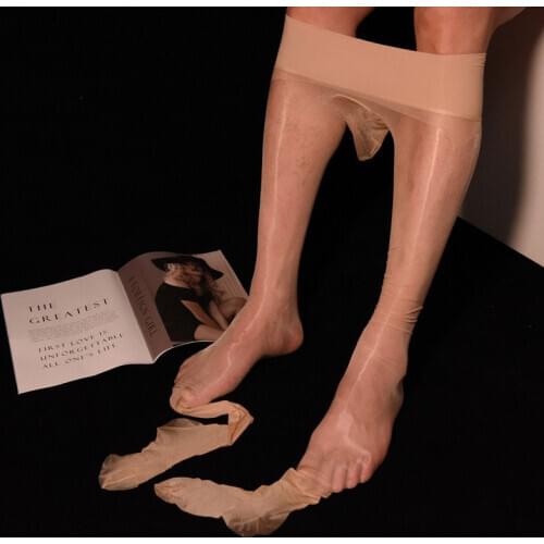 Sexy Men Seamless Oil Shiny Sockings Glossy U Convex Pouch Sexy Tight Stockings COCKring Shaping Pantyhose Gay Wear Plus Size 24