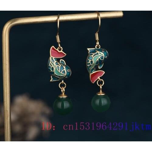Green Jade Bead Earrings Fashion Gifts Zircon Women Jewelry Amulet Gemstone 925 Silver Crystal Natural Chalcedony