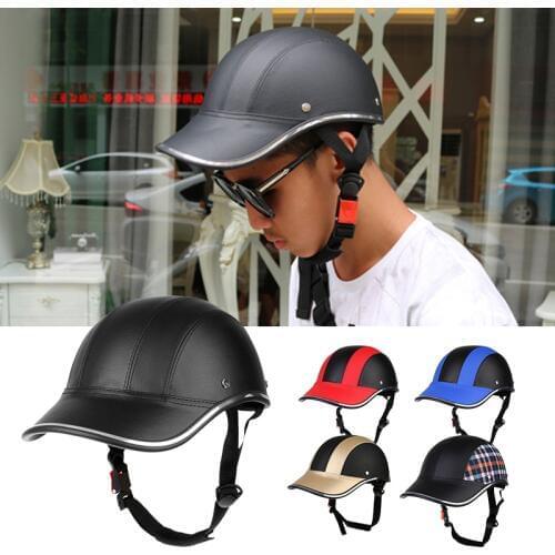 Motorcycle Cycling Half Open Face Helmet Baseball Cap Foam Padded PU Hat Visor Safety Helmet for Outdoor Sport Climbing Baseball