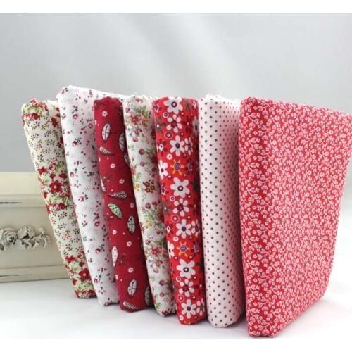 7pcs New Red 100% Cotton Patchwork Fabric for DIY Sewing Quilting Tissue Kids Bedding Textiles Tilda Doll Cloth Fabric 50*50cm