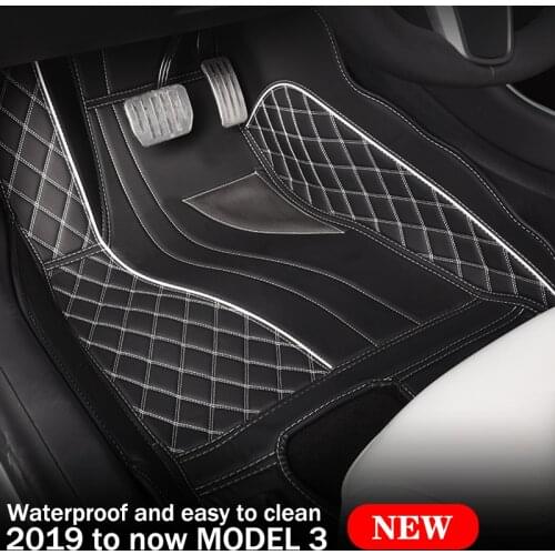 For Tesla Model 3 Y Waterproof Leather Pad Carpet Auto Interior Accessories Car Floor Foot Mat Protection