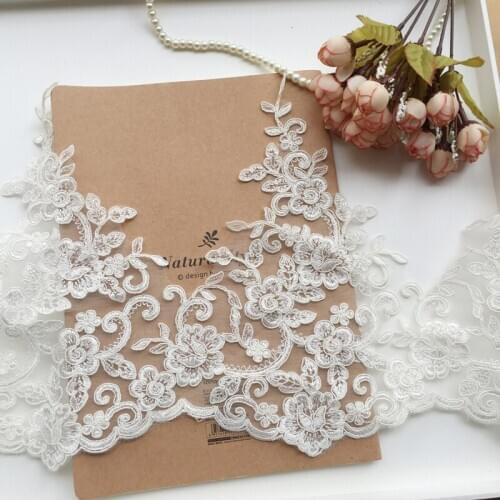 Wholesela Embroidered Lace Trimming With Cord Boarder Wedding Dress DIY Veil Lace Trim 10 Yards