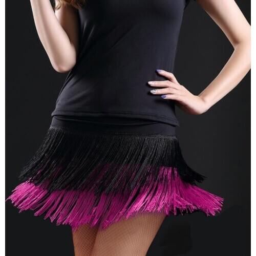 Latin Dance Skirt New Women Rumba Cha Samba Cowboy Performance Exercise Double Point Encryption Urethane Elastic Fibre Polyester