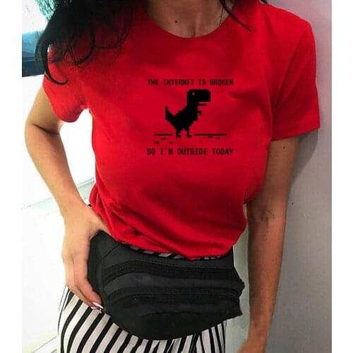 Summer Women T-Shirt Cartoon Dinosaur Print O Neck Short Sleeve T Shirt Harajuku Tshirt Summer Women Casual Funny Tops