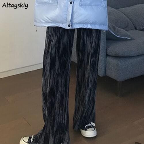 Casual Pants Women Striped Loose Korean Style Spring Student High Street Female Elastic Waist Ulzzang Cozy Hipster Stylish Mujer