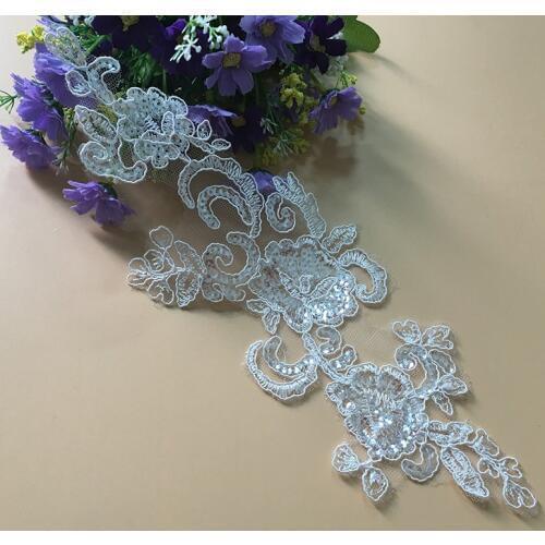 10 Pieces Bling Sequin Embroidered Bridal Dress Wedding Decorative Sewing Lace Applique Trim Craft Costura Motif High Quality