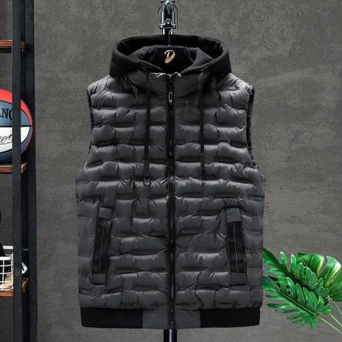 2020 Hot-selling New Mens Winter Hooded Vest Down Vest Men Casual Waistcoat Sleeveless Jackets boys Thickening Cotton Down Vest