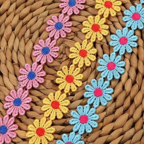 40Yds Handmade Lace Ribbon 25mm Cute Fabric Flower Trimmings for Sewing Accessories Dress Decoration DIY Craft Supplies