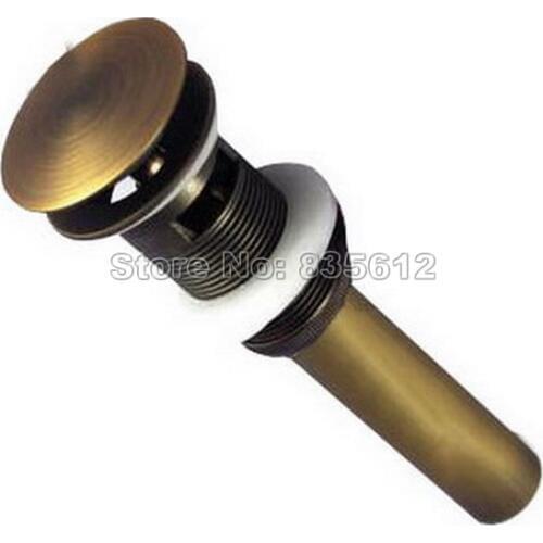 Antique Brass Large Round Cap Pop UP Sink Basin Waste / Drain With Overflow Wsd035