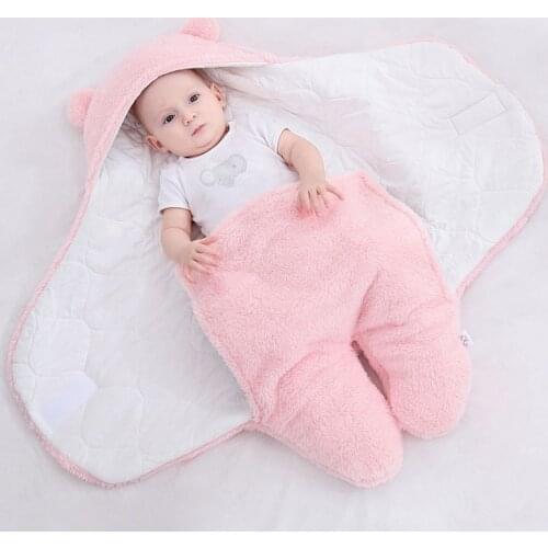 Baby Plush Sleeping Bag Newborn Cute Extra Thick Soft Sleeping Wrap Swaddle Baby Cute Receiving Blanket Sleeping Bag Sleep Sack