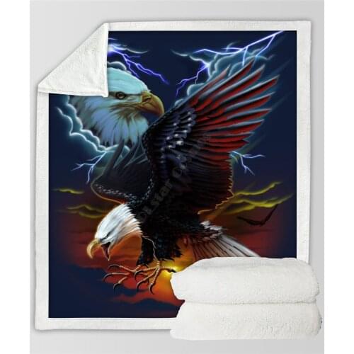 Plstar Cosmos Lightning Eagle Fleece Blanket 3D print Sherpa Blanket on Bed Home Textiles Dreamlike style-1