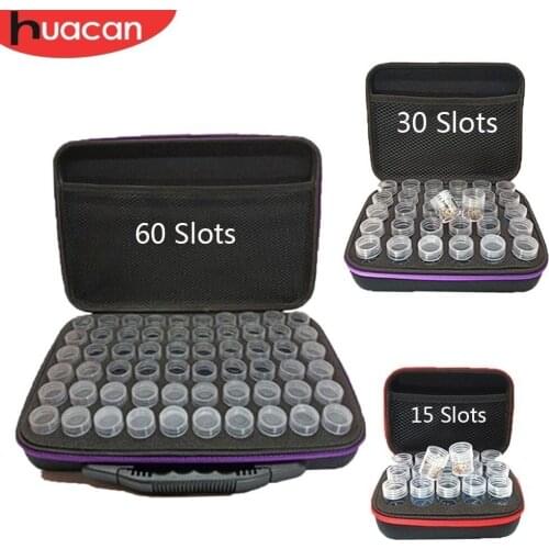 HUACAN Diamond Painting Bead Storage Bottle Accessories Diamond Embroidery Multi-function Handbag 15/30/60 Slots Tools Kits