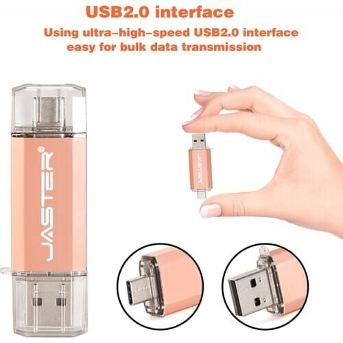 JASTER Real capacity Flash Drive 64G 8G TYPE-C micro-usb 3 IN 1 pen Drive 32G 16G usb Smart Phone thumb pendrive memory