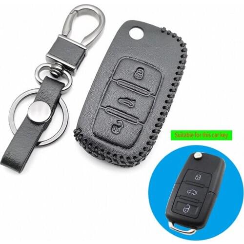Car Leather Key Case Cover for Volkswagen Polo Passat b5 Golf 4 5 6 Mk6 Tiguan Gol CrossFox Plus Eos Scirocco Beet 3 buttons