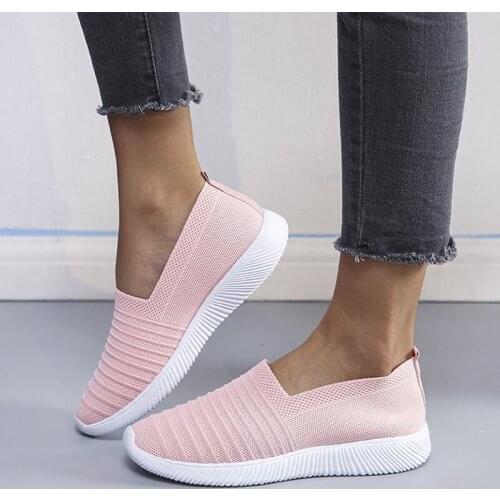 Summer Womens Vulcanized Breathable Female Sneakers Mesh Walking Shoes Slip On Ladies Non-slip Comfortable Platform Woman
